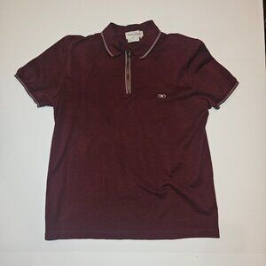 Salvatore Ferragamo Men's Maroon Short Sleeve Pique Polo